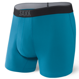 Bokserki męskie trekkingowe / sportowe z rozporkiem SAXX QUEST Boxer Brief Fly – błękitne